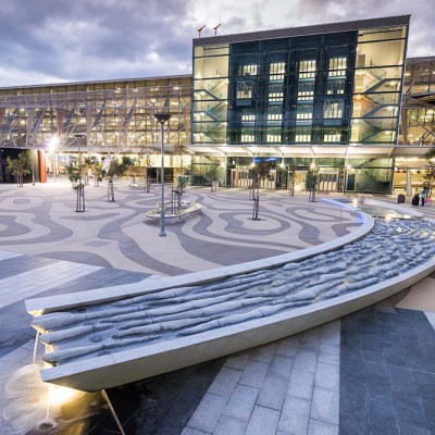 Carved Granite Water Feature – Adelaide Airport | Commercial Ceramics & Stone - Commercial Building Projects 