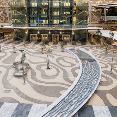 Carved Granite Water Feature – Adelaide Airport | Commercial Ceramics & Stone - Commercial Building Projects 